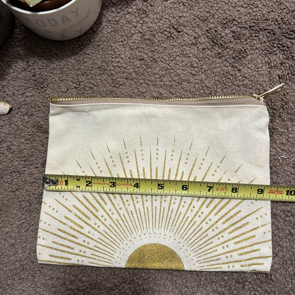 Free With $25 Purchase-Cloth ZipTop Pouch-Cream/Gold Glitter-9.5x7 - Picture 10 of 11